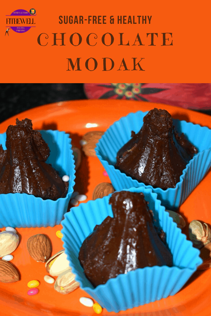 Making sugarless chocolate modaks without condensed milk or milk powder