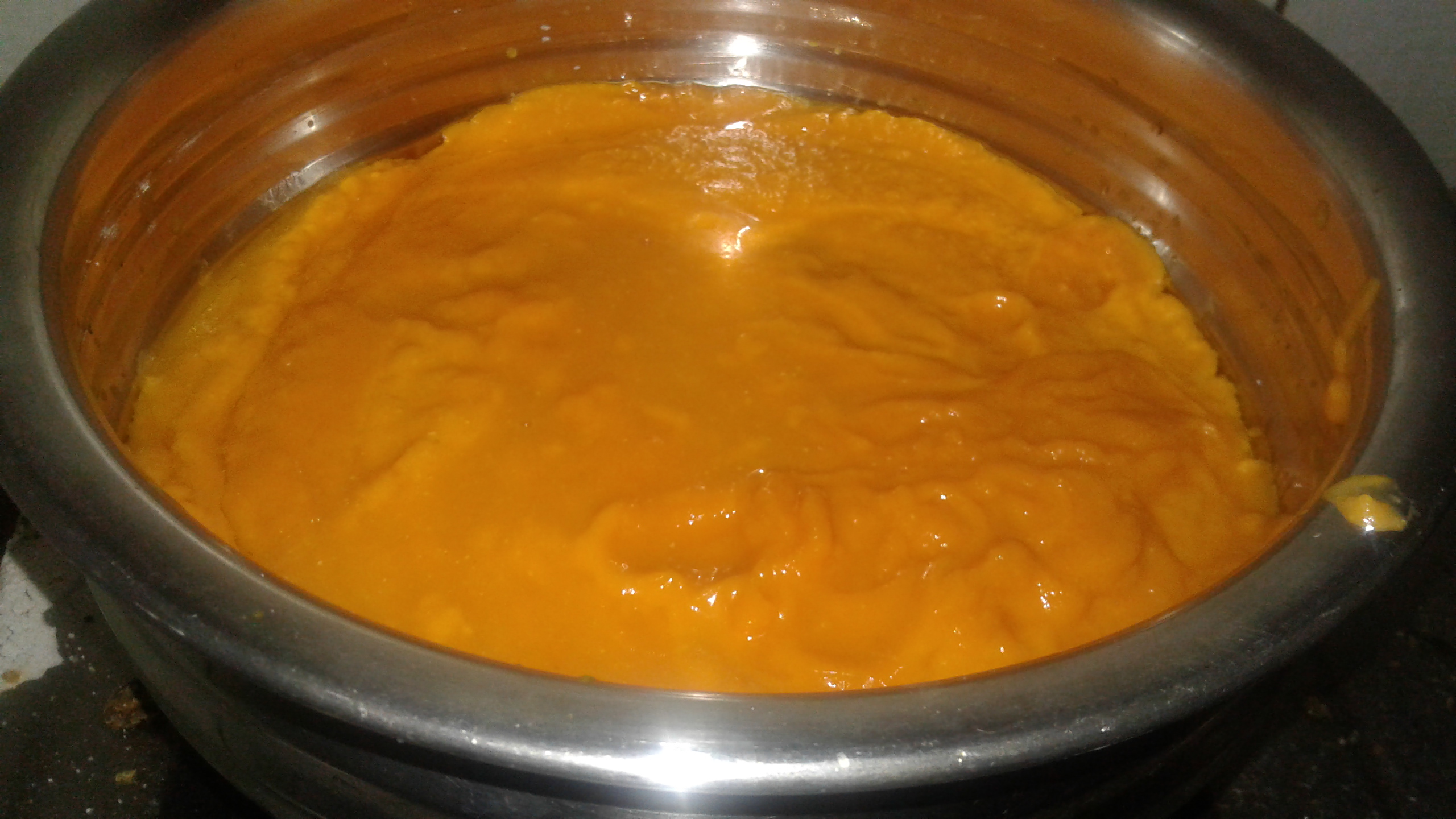 Carrot kheer paste added to wok