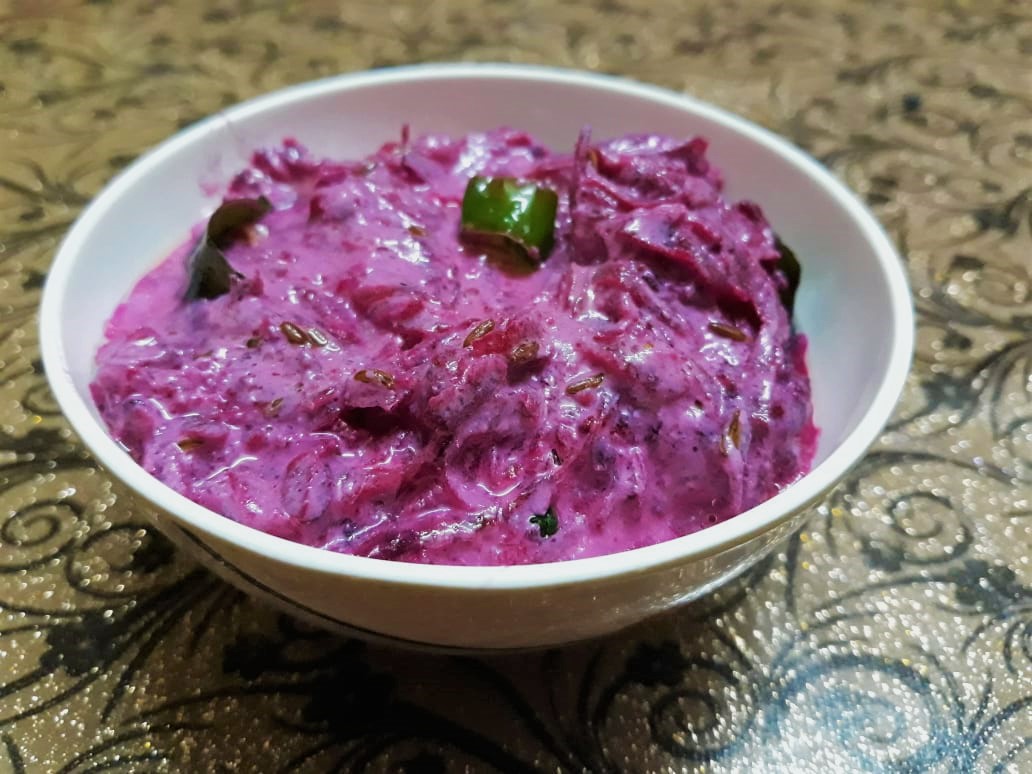 Healthy beetroot recipes - Beetroot raita in 5 minutes