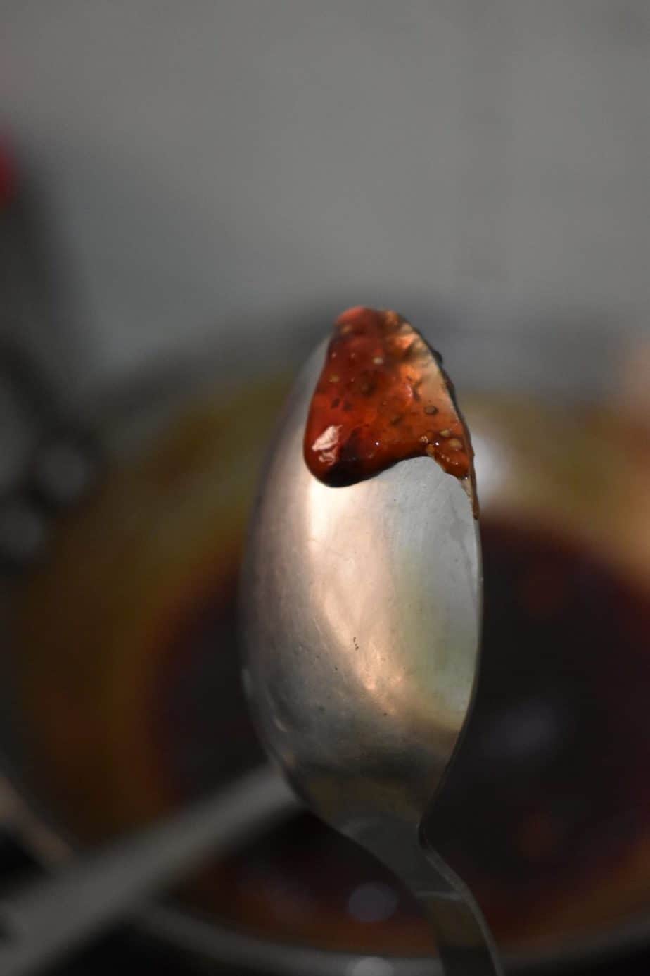 Spoon test for sugar free strawberry jam